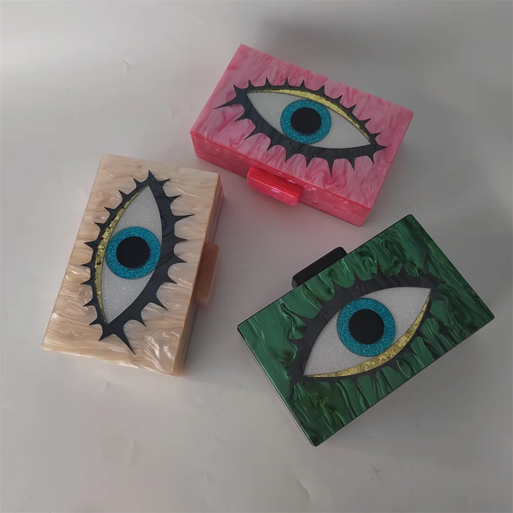 Pearl Green Evil Eye Shoulder Mini Summer Trendy Wallets Women Evening Bag Clutch Wedding Party Prom Handbags Chic Boxes Purse