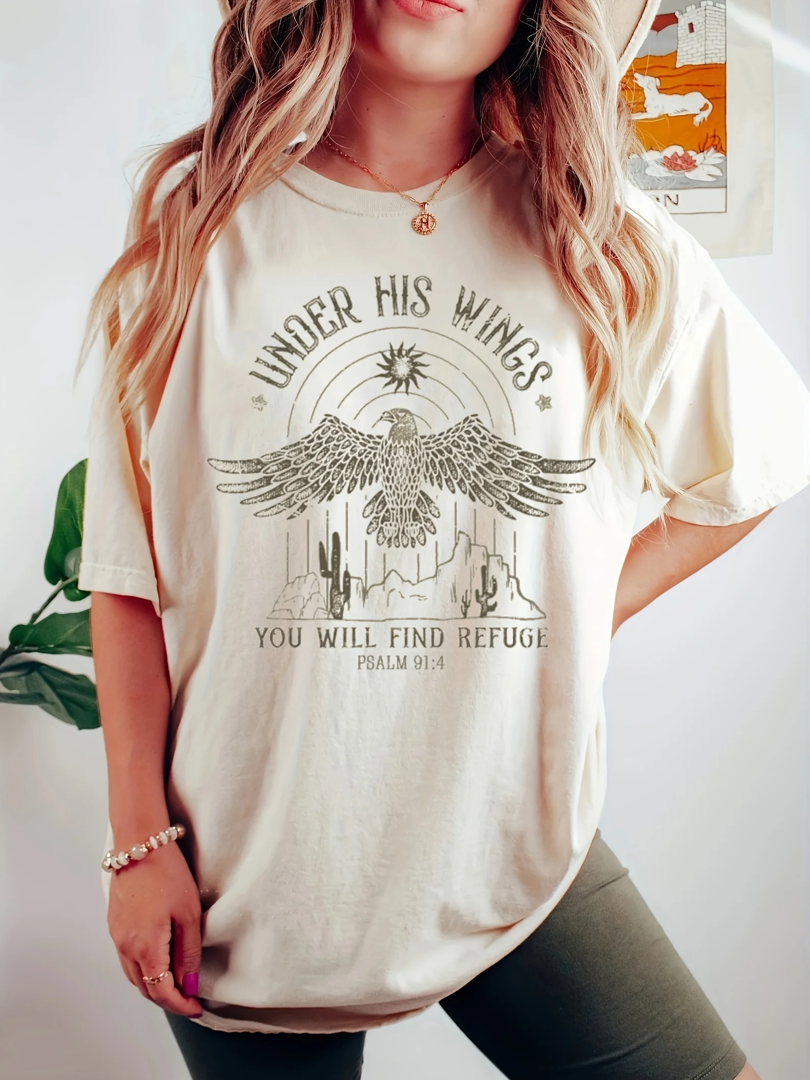 1213 Wing Eagle & Letter Print Crew Neck T-Shirt, Casual Short Sleeve Top For Spring & Summer, Women's Clothing