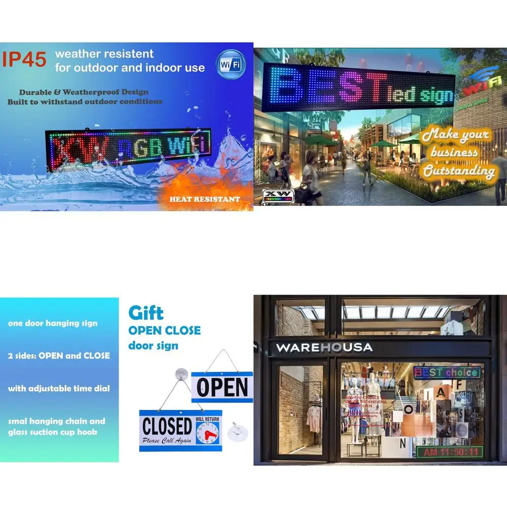 Colorful 40x8 Scrolling LED Sign for Versatile Advertising Display