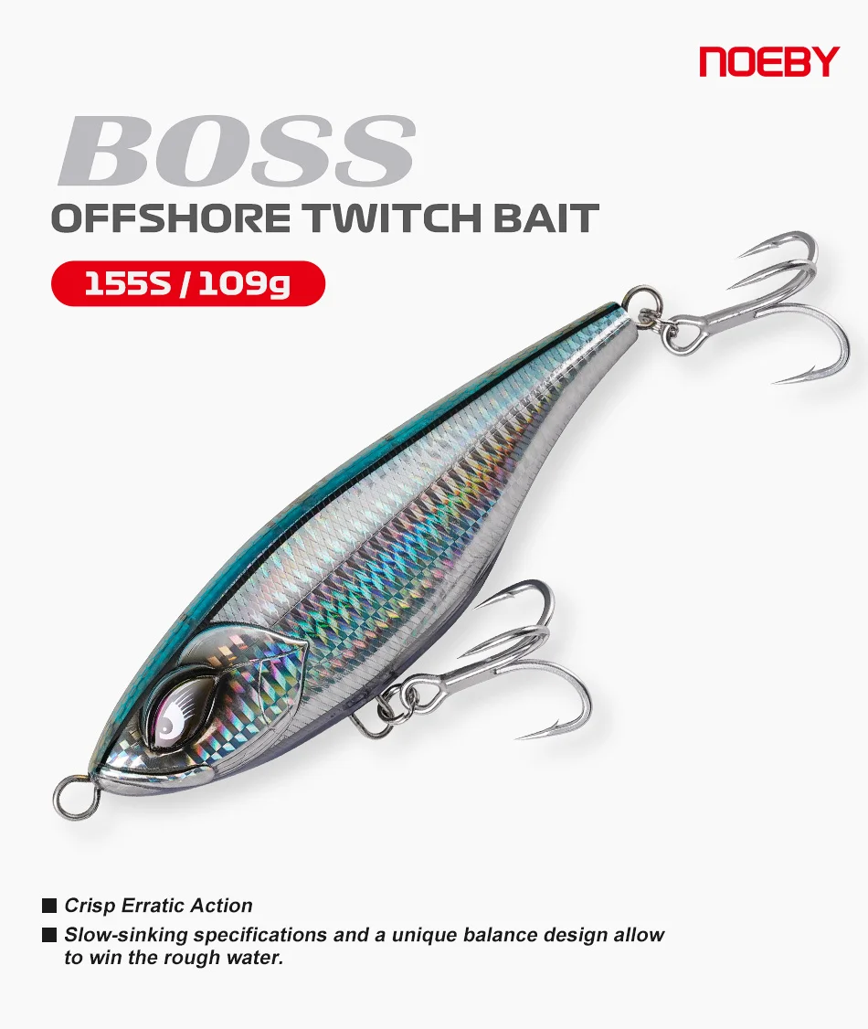 NOEBY Schwer Sinkender Stickbait-Köder 155mm 109g Jerking-Action GT Thunfisch Big Game Offshore Salzwasser Hartköder – Detail 1
