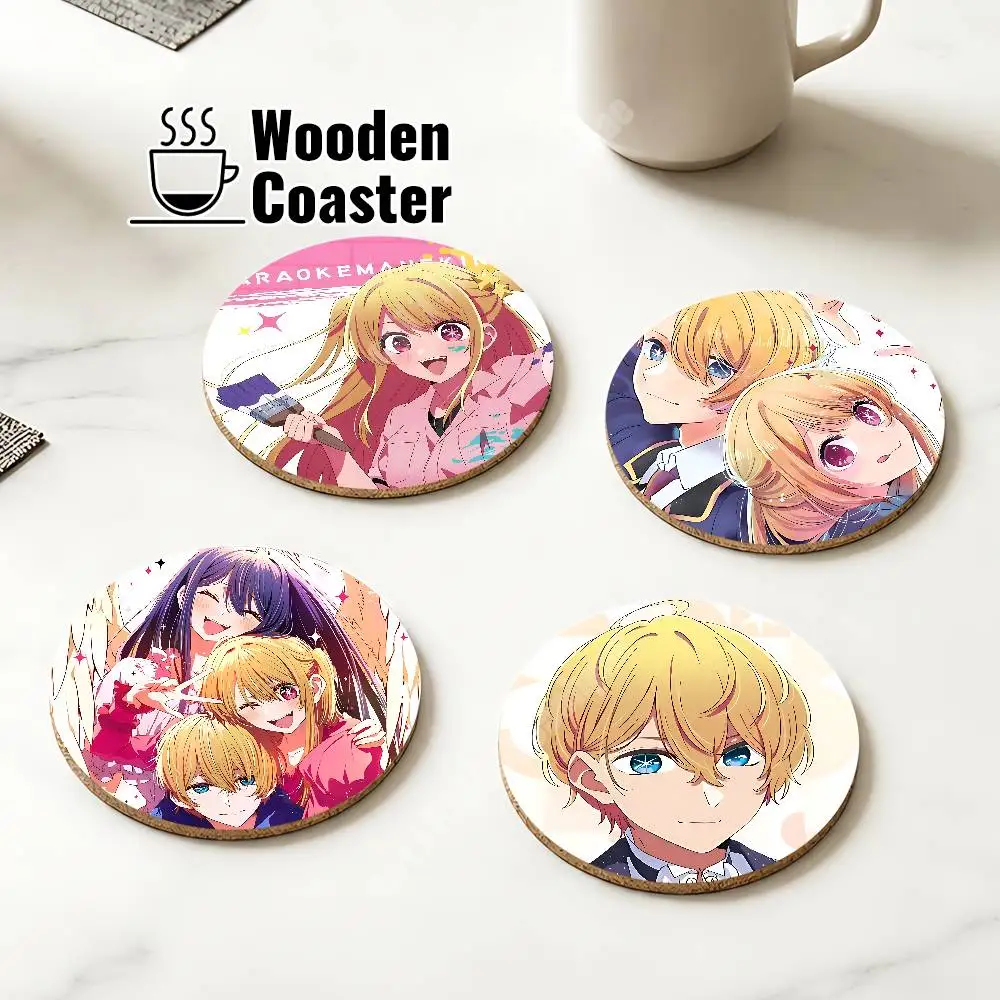 Ruby Aqua Hoshino Oshi-no-Ko Wooden Cup Mat Americano Beer Milk Water Coaster for Baking Studio