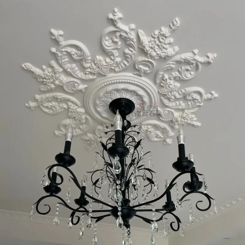 Placa de yeso para lámpara con forma de parquet francés, para restaurante, placa de yeso GRG con diseño floral para esquina, placa de yeso para techo con diseño floral.