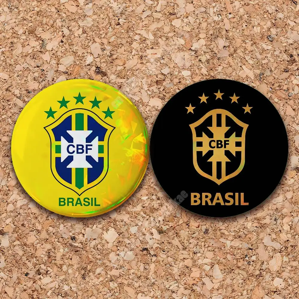 Brazil Football 2026 Brasil Soccer Button Badge 2PC Sets for Bags & Clothes & Accessories Metal Pin Creative Gift