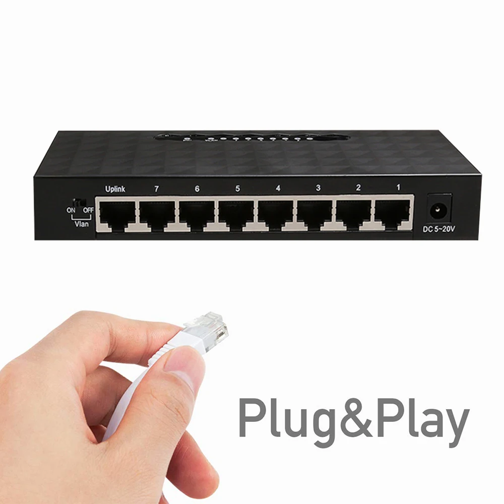 IENRON Gigabit Switch Ethernet 8 портов 1000 Мбит/с сетевой LAN Hub высокопроизводительный интеллектуальный коммутатор для ip-камеры/Wifi роутера