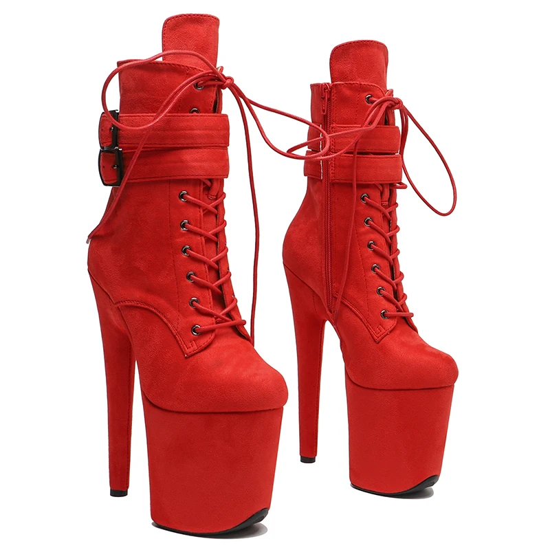 Leecabe 20cm/8inches Suede upper Belt style  Fashion High Heel platform party  stripper heel Pole Dancing boots