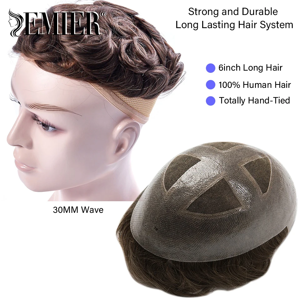 Swiss Lace Pu Men Toupee 0.08-0.1mm Soft PU Men Capillary Prosthesis Male Toupee Hairpieces Natural Hair System Lace Wig for Men