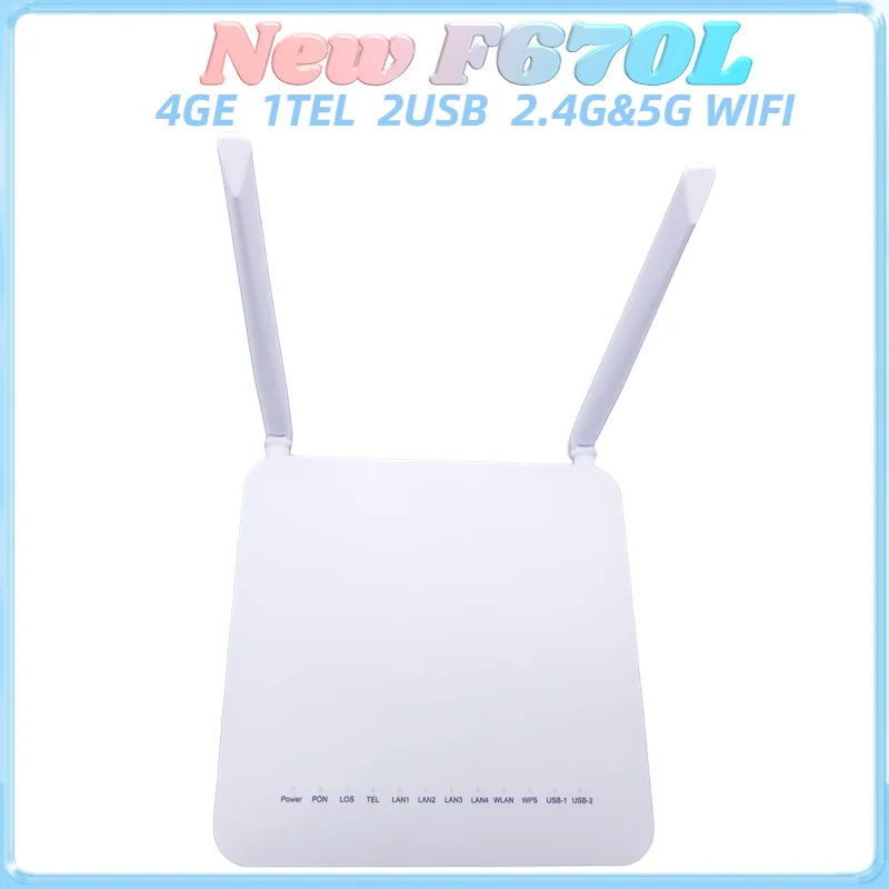 2PCS NEW XPON ONU Dual Band F670L  ONT 4GE + 2USB + 1TEL 5G   673av9 gpon WIFL AC without Power Supply Free Shipping