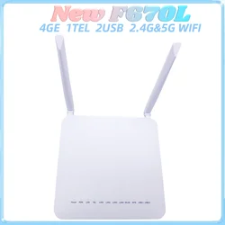 2PCS NEW XPON ONU Dual Band F670L  ONT 4GE + 2USB + 1TEL 5G   673av9 gpon WIFL AC without Power Supply Free Shipping