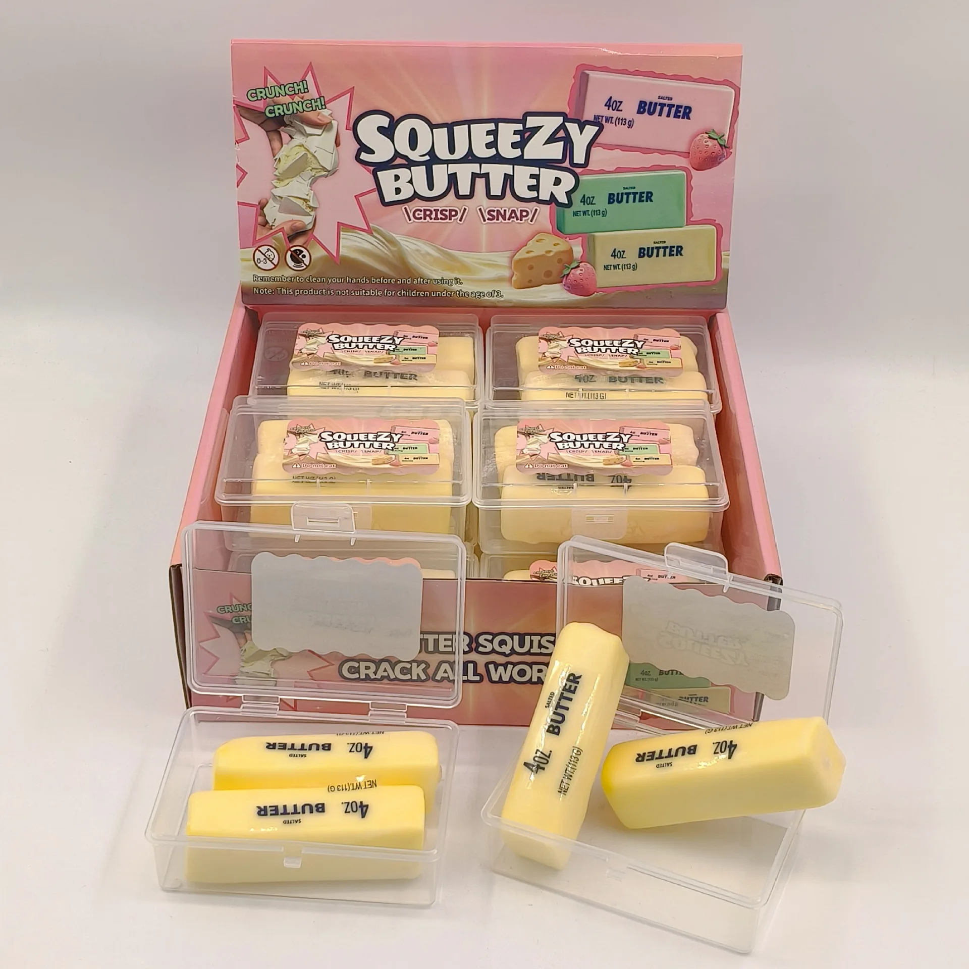Trending Mini 8CM Crunchy Butter Stick Squishy Toy, Clay Mushy Texture Stress Relief Squeeze Fidget Toy for Kids & Adults