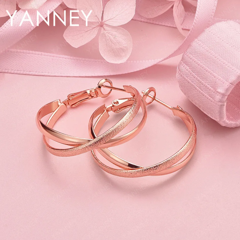 

Elegant 925 Sterling Silver Rose Gold 28mm Exquisite Cross Earrings for Women, Luxurious and Stylish Wedding Accessories