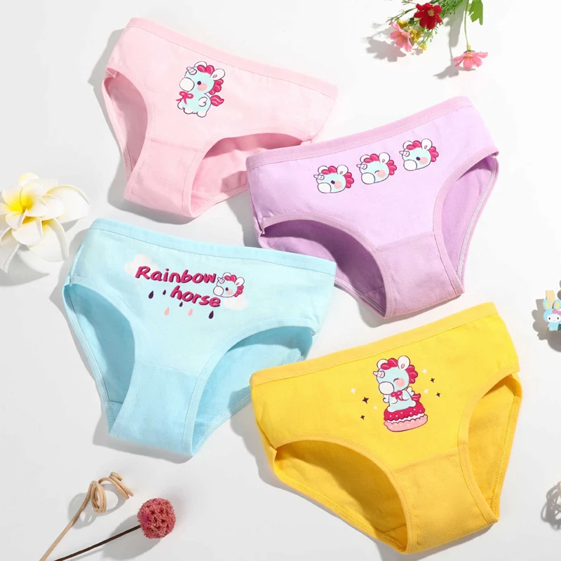 4 Pieces/lot Children\'s Girls Panties Cotton Soft Pretty Cartoon Minnie Child Underwear for Girls Kids Boxer Breathable Ages1-10