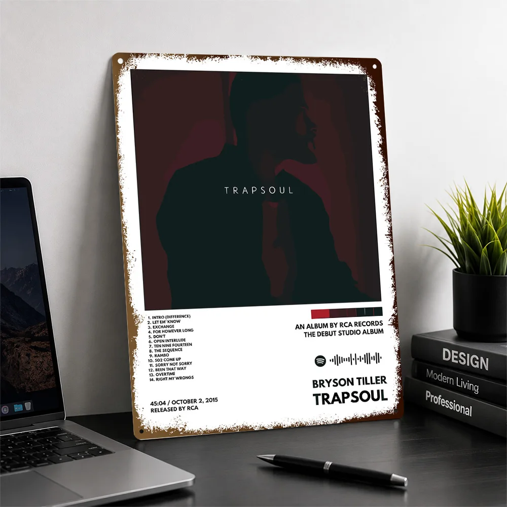Bryson Tiller Trapsoul Album Cover Printed Poster Graphic Wall Art For Bedroom Customized Aluminum Metal Sign Housewarming Gift