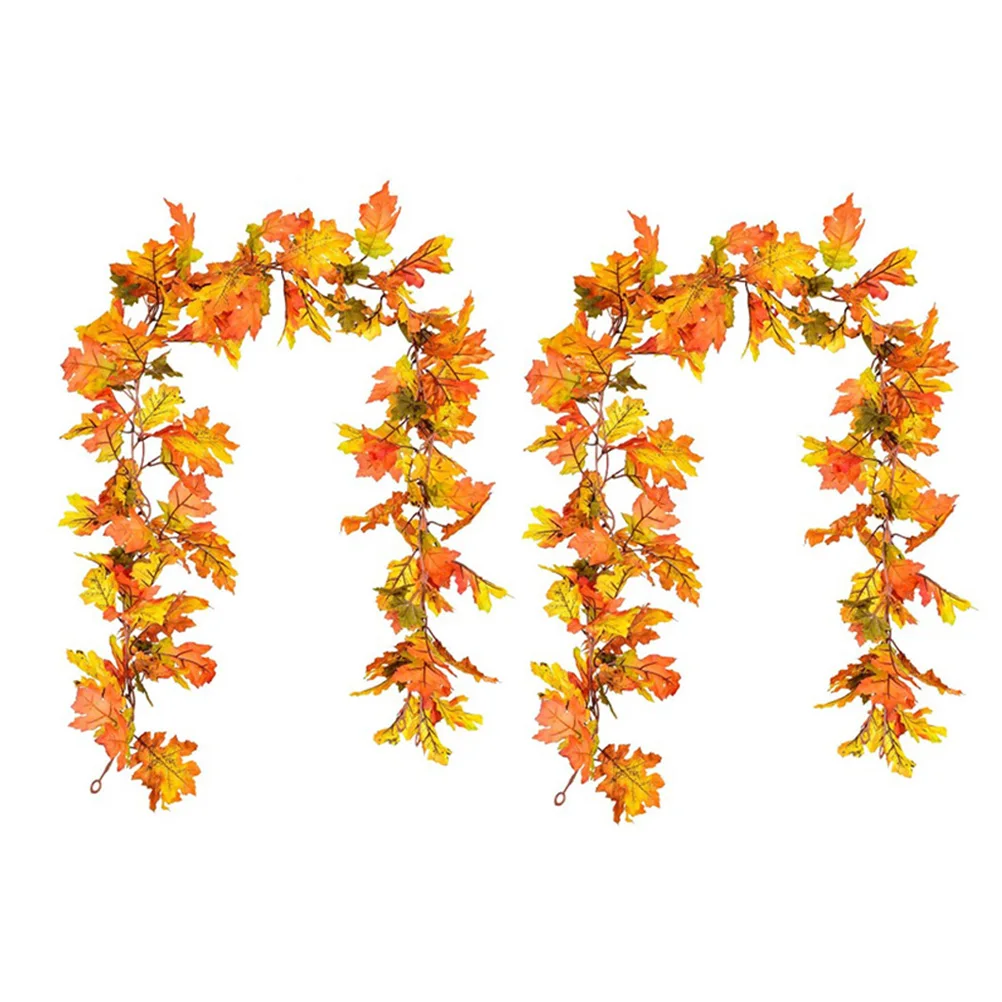 

2 Pcs Maple Leaf Rattan Autumn Fall Decor Hanging Adornment Wall Home Party Wedding Shop Bar Decorations Premium Material