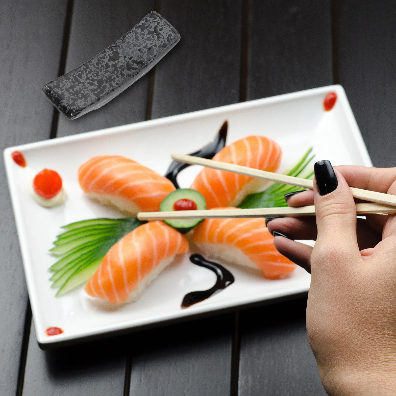 

5Pcs Premium Ceramic Japanese Chopsticks Racks Lightweight Compact Tableware Decor Black Japanese Chopsticks Holders