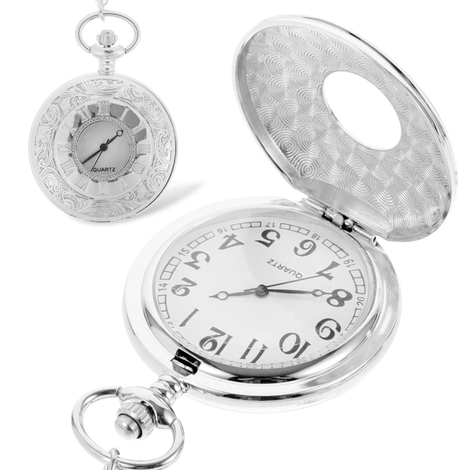 ساعة جيب ريترو بأرقام رومانية، حافظة معدنية عتيقة، ساعة كلاسيكية خفيفة الوزن للارتداء اليومي وإكسسوارات السفر للرجال #5