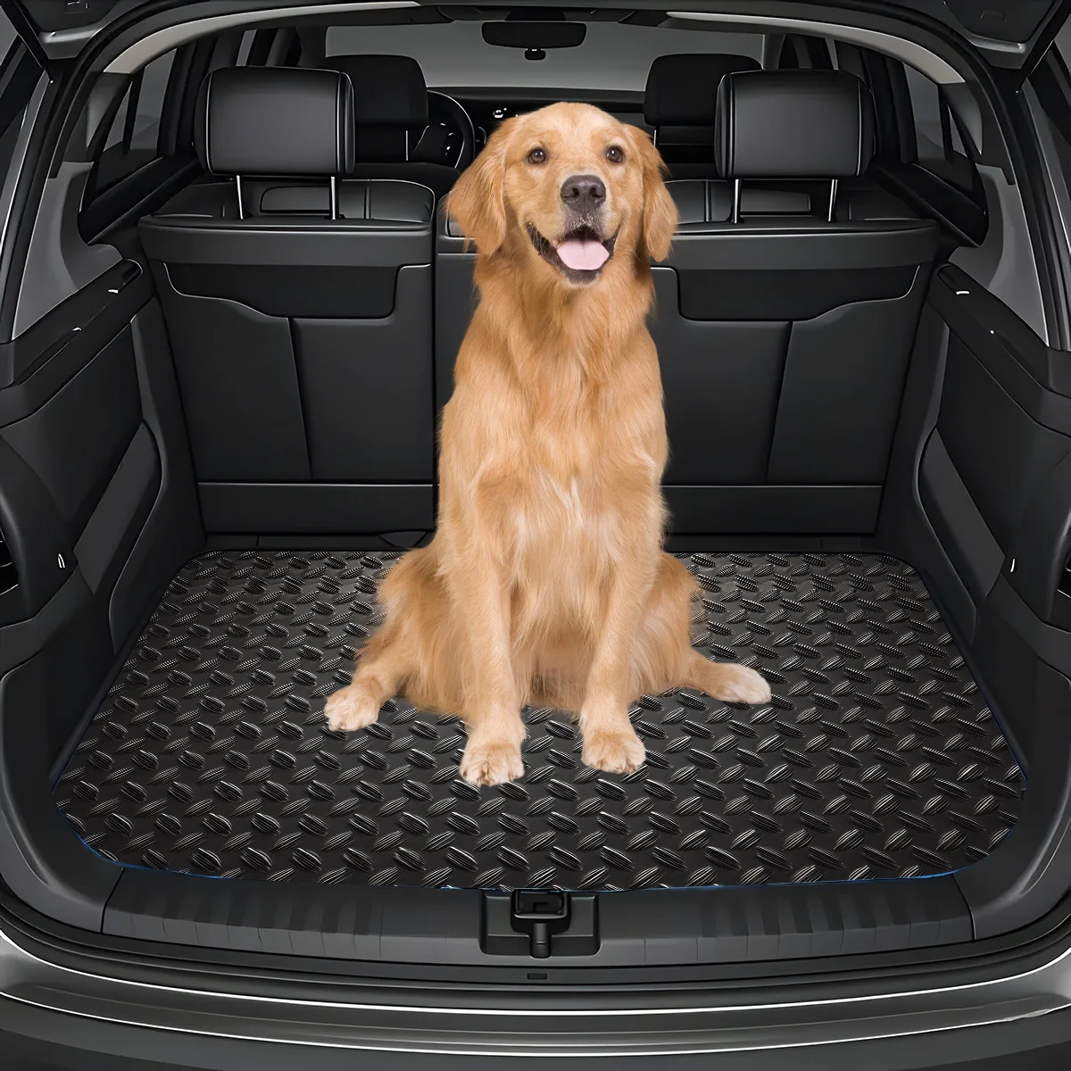 1 Stück Polyesterfaser-Kofferraummatte Kompatibel mit den Meisten Fahrzeugen - Robust mit Rautenmuster-Design, Laderaummatte für SUV, Limousine – Detail 4