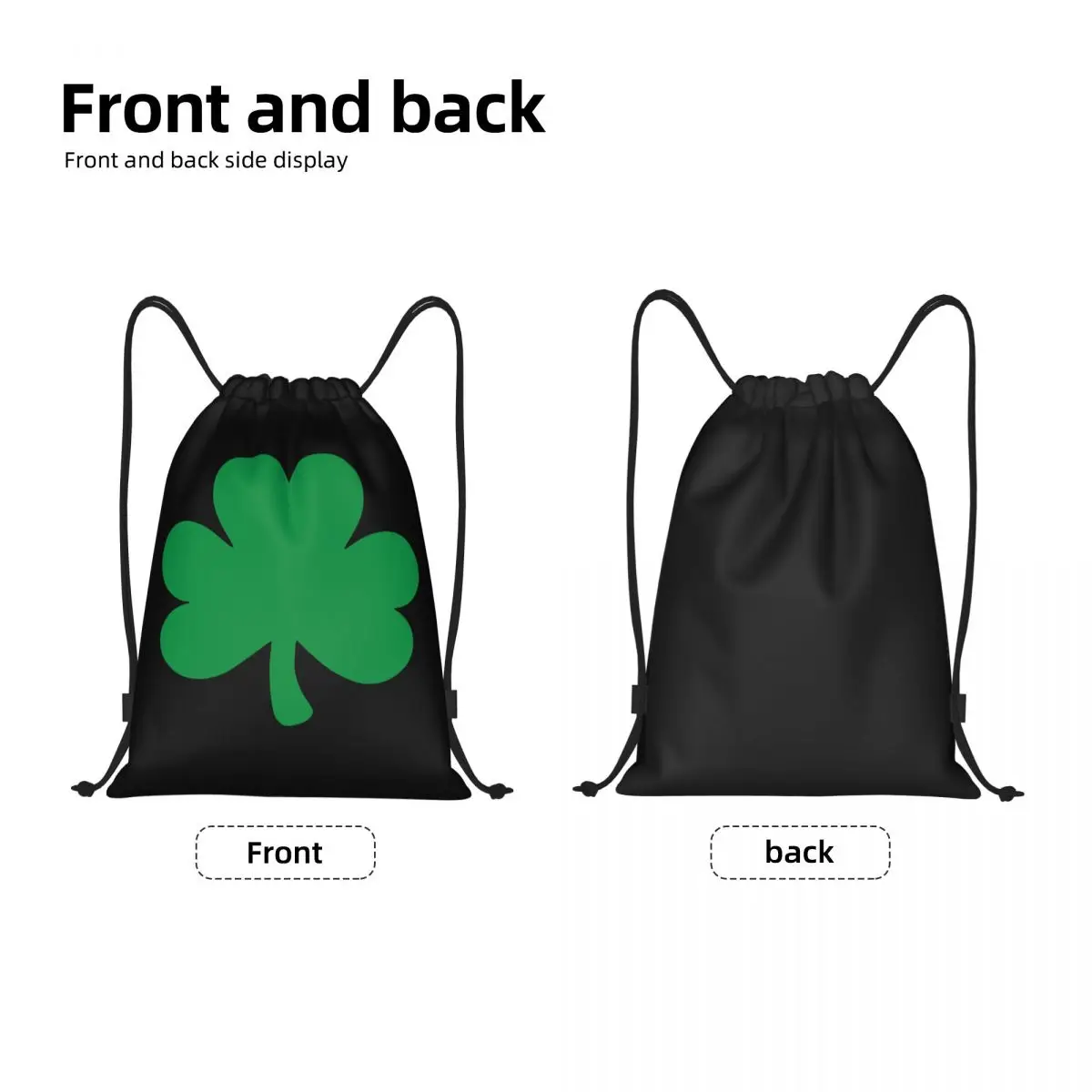 Custom Ireland Irish Lucky Shamrock Drawstring Backpack Bags  Lightweight Saint Patricks Day Gym Sports Sackpack Sacks