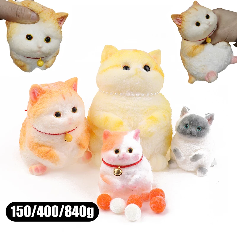 1PC Mini Cat Ornament Handmade Silicone Cute Kitten Super Soft Taba Mochi Stress Relief Fidget Toy