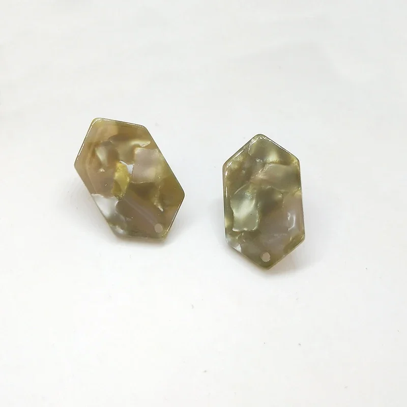 2021 New 24*14mm 4PCS High Quality Acetic Acid Resin Hexagon Smooth Earring Base Connectors Linkers for DIY Earring Accessories