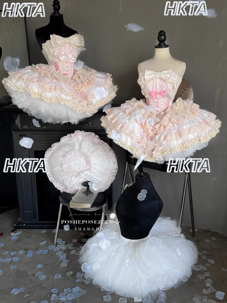 robes-de-ballet-en-satin-rose-pour-femmes-douces-et-mignonnes-magnifique-et-elegante-col-licou-haut-tubulaire-nœud-gateau-taille-haute-robes-de-princesse-lolita-pour-dames