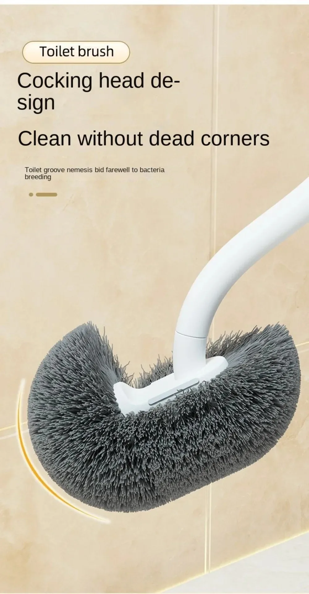 Wandmontierte S-förmige Toilettenbürste Ohne Tote Winkel Langstieliger Eckenreiniger Weiche Borsten Hock-Toilettenreinigungsbürste – Detail 3