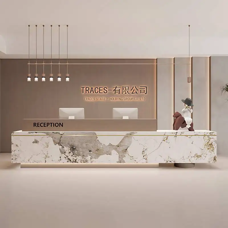 تصميم مكاتب الاستقبال في المطاعم الفاخرة باللون الأسود الكلاسيكي الخشب مكتب الاستقبال الملابس البيضاء Bancone Per Negozio أثاث المكاتب #2