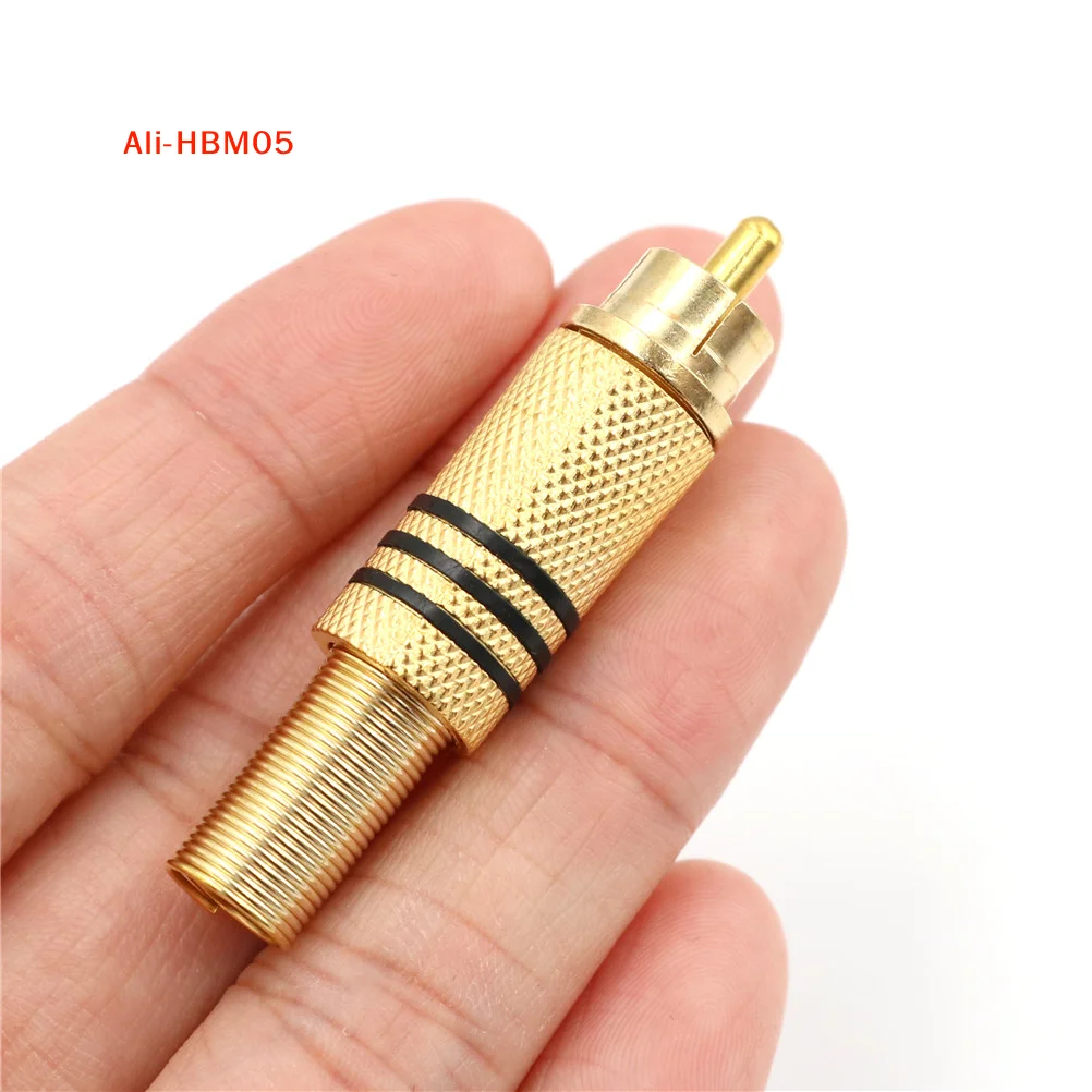 (HB05)10PCS/Lot  Connector Male Jack Plug AV Plugs For PC Audio Vedio Welding DIY Parts Gold Red Black Metal Spring