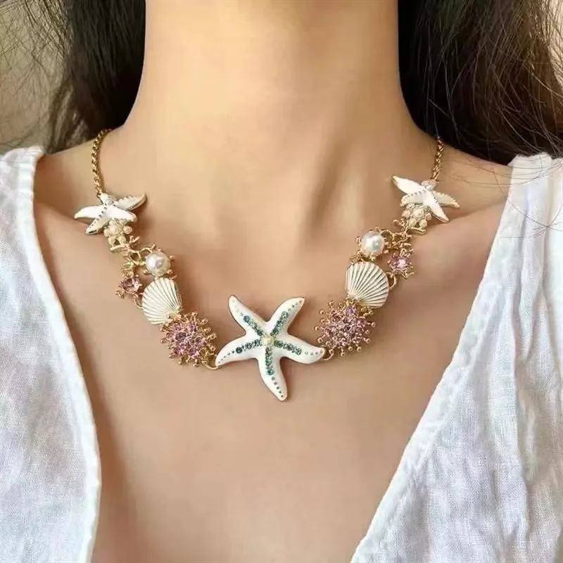 

Summer Dopamine Color Beaded Necklace Exquisite Niche Sweet Neck Chain Elegant Bow Collarbone Chain