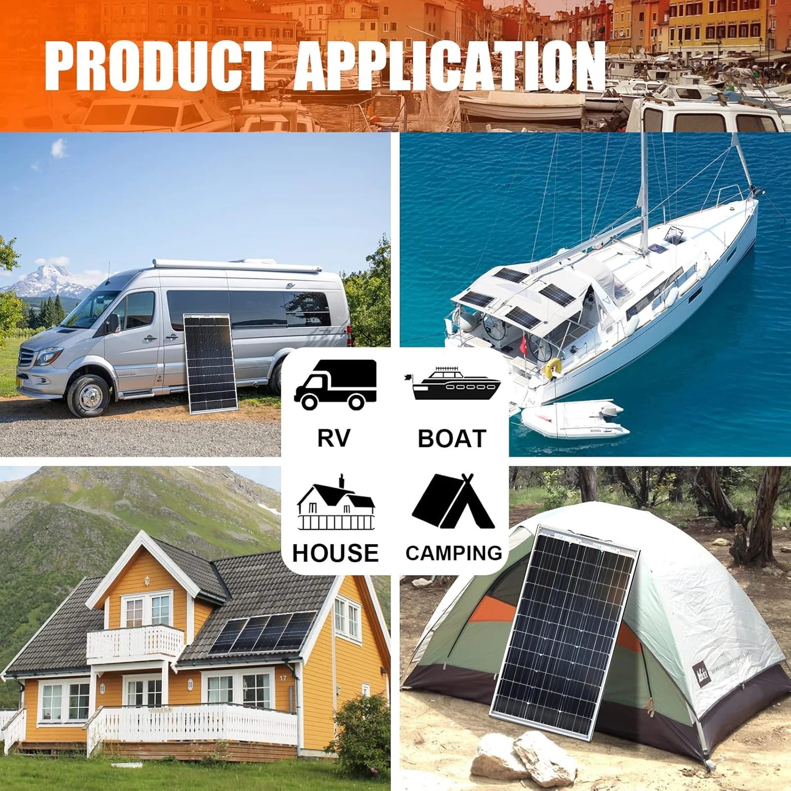Solarmodul 200W für 12V N-Typ-Batterien 2 X 100W Monokristallines Solarmodul für Wohnwagen, Yacht, Wohnmobil, Dachmontage, Boot – Detail 7