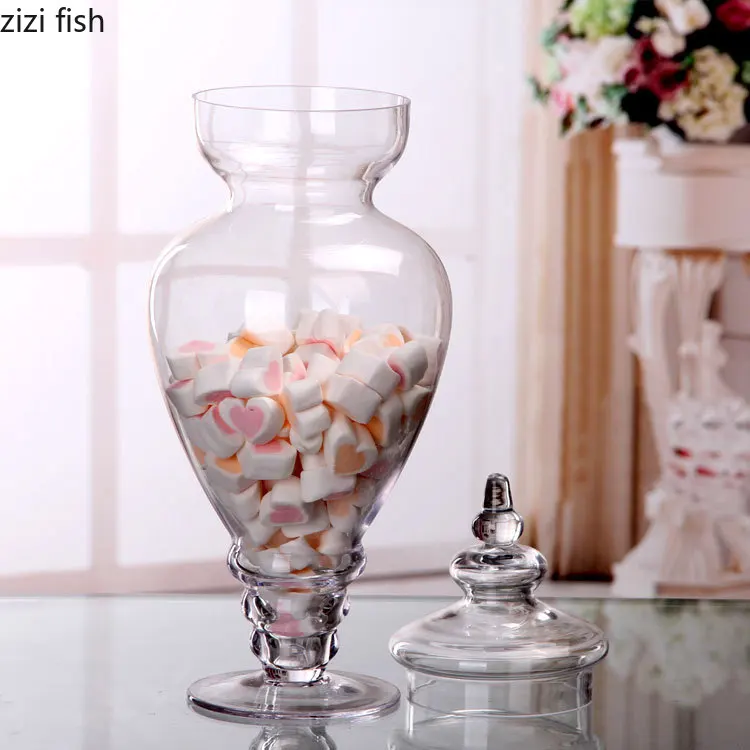 Transparent Glass Storage Jar Creative Candy Jar Dessert Storage Jar Coffee Bean Miscellaneous Grain Jars Kitchen Storage Tool