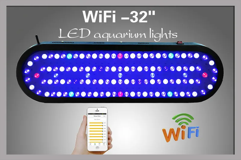WiFi APP Remote Control Led Aquarium Light 300W Dimmer Reef Lamp of Marine Coral Fish Tank Lights Aquatic Plant Grow Lighting