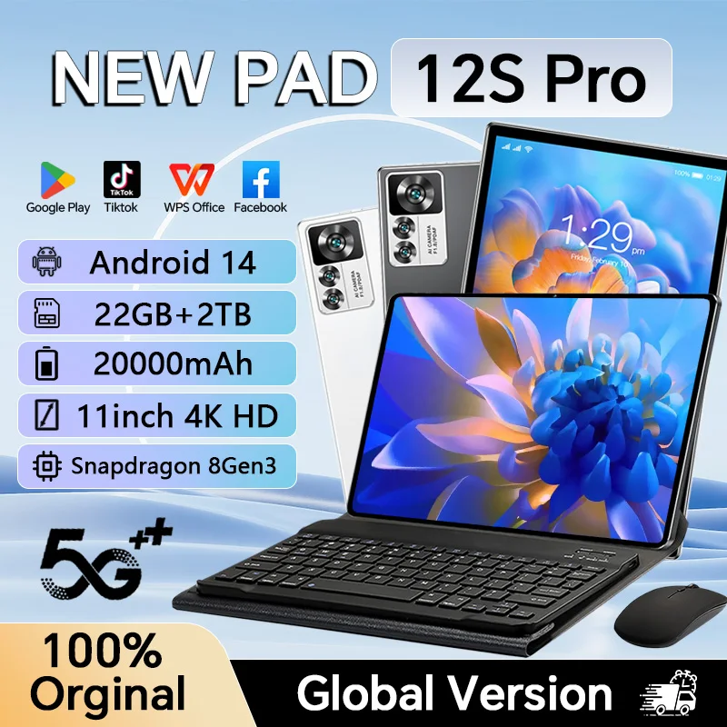 yZ[zNEW Pad 12S Pro IWi^ubg 11C` Android^ubg O[o 22GB+2TB 20000mAh WIFI 4G 5G fASIM LbYPC