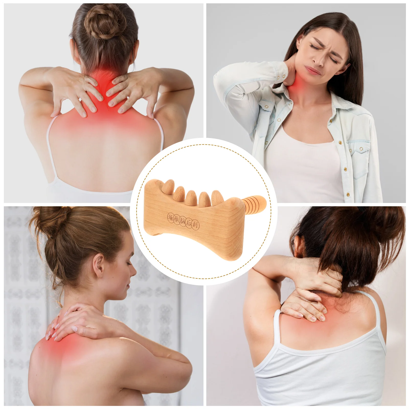 

Cervical Neck Scraping Board Massage Tool Ergonomic Design Portable for Office Driver Sleepless Guasha Wood Stick Body