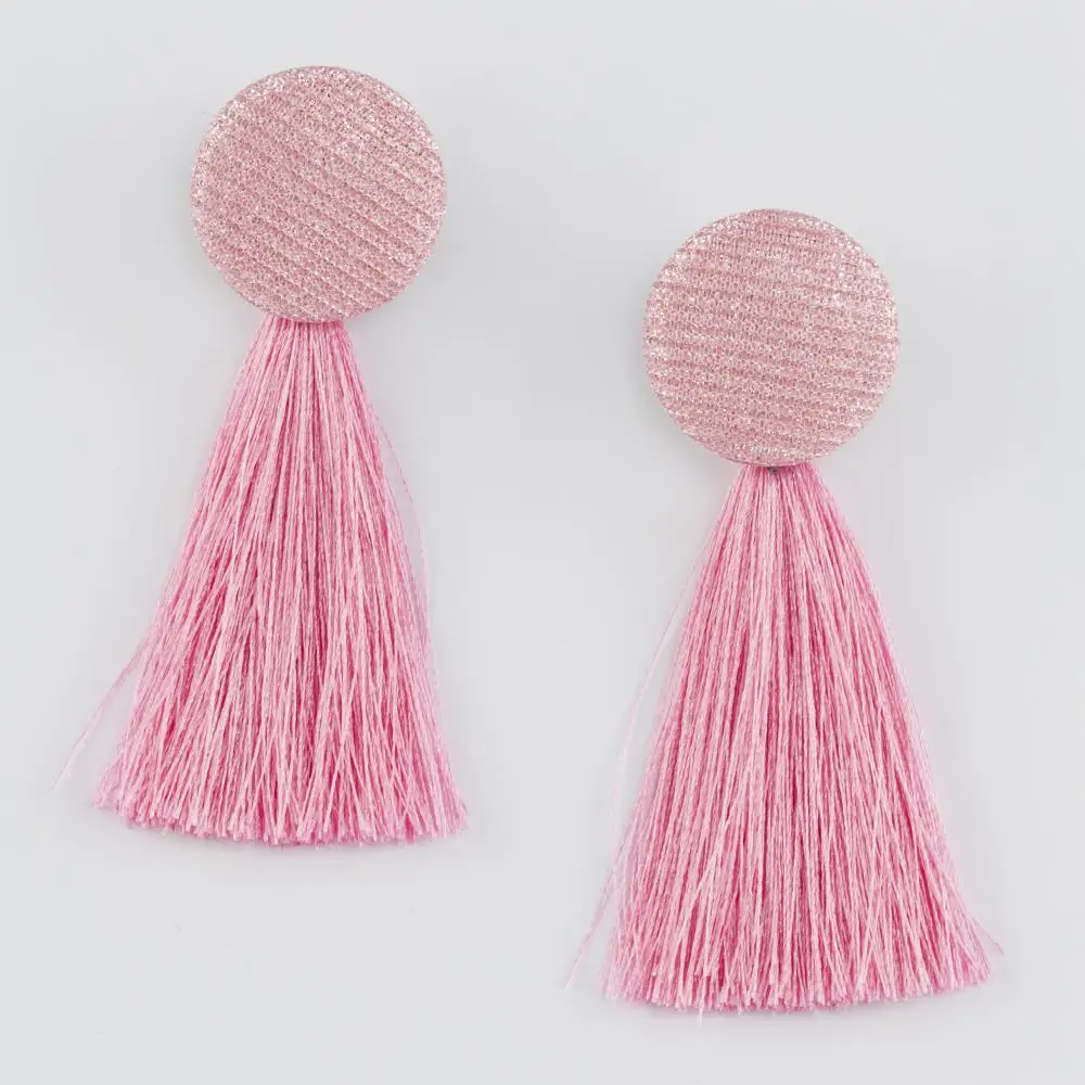 Silvery Button Tassels Earrings