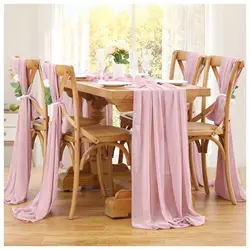 Dusty Rose Table Runner Rustic Valance Table Swags Bridal Shower Arch Draping Fabric Stair Bow Walkway to The Stage