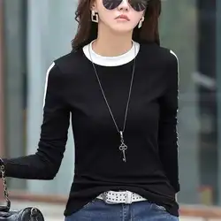 #0305 Casual T-shirt Women O-neck Stretch Cotton Skinny Basic T Shirt Femme Slim Korean Fashion Women T-shirt 3XL Spring Autumn