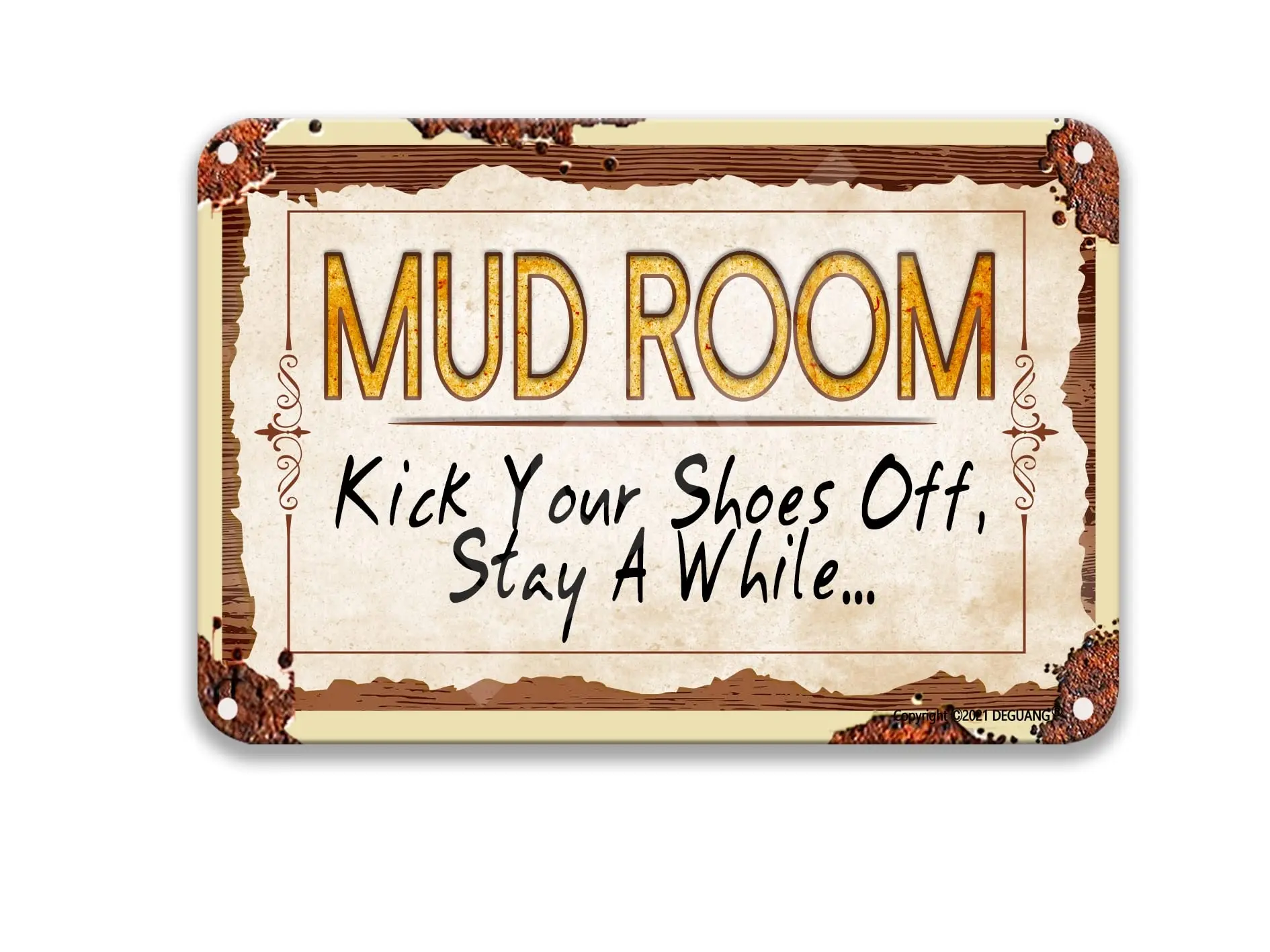 Mud Room Kick Your Shoes Off, Stay A While Metal Vintage Decor Garage Decor Cardinal Decorations For Home Bar Sign Vintage Tin S