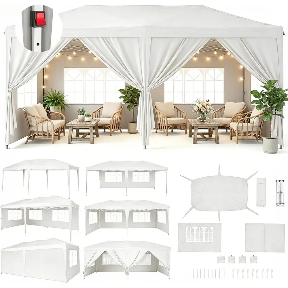 

10x20 T Up Tent with 6 Sidewalls & Mosquito Netting,Heavy Duty Commercial Outdoor Shelt or Events, Camping, armers Market, Weddi