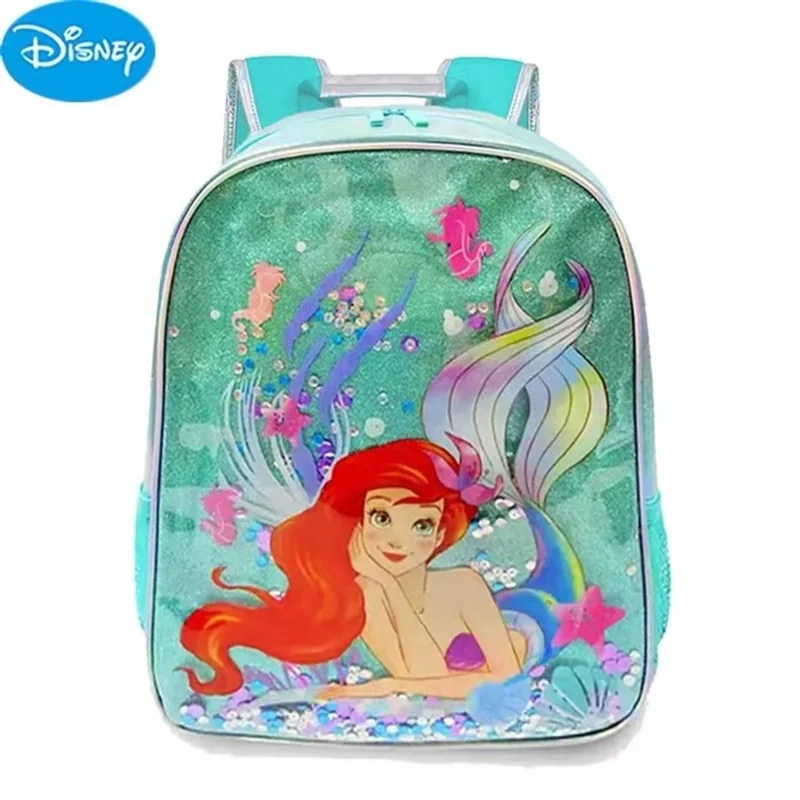 Disney The Little Mermaid Ariel Princess  Little Girl schoolbag PU Laser shoulder large capacity school bag