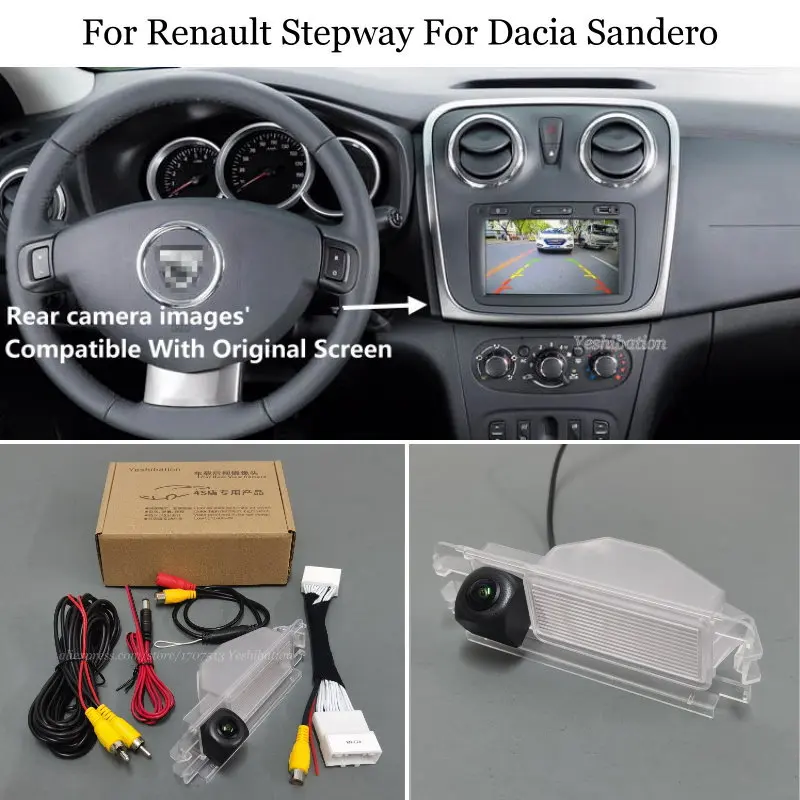 Cámara de visión trasera con cable de 24 pines para Renault Stepway, Dacia Sandero-Connect, pantalla Original de fábrica, cámara de estacionamiento
