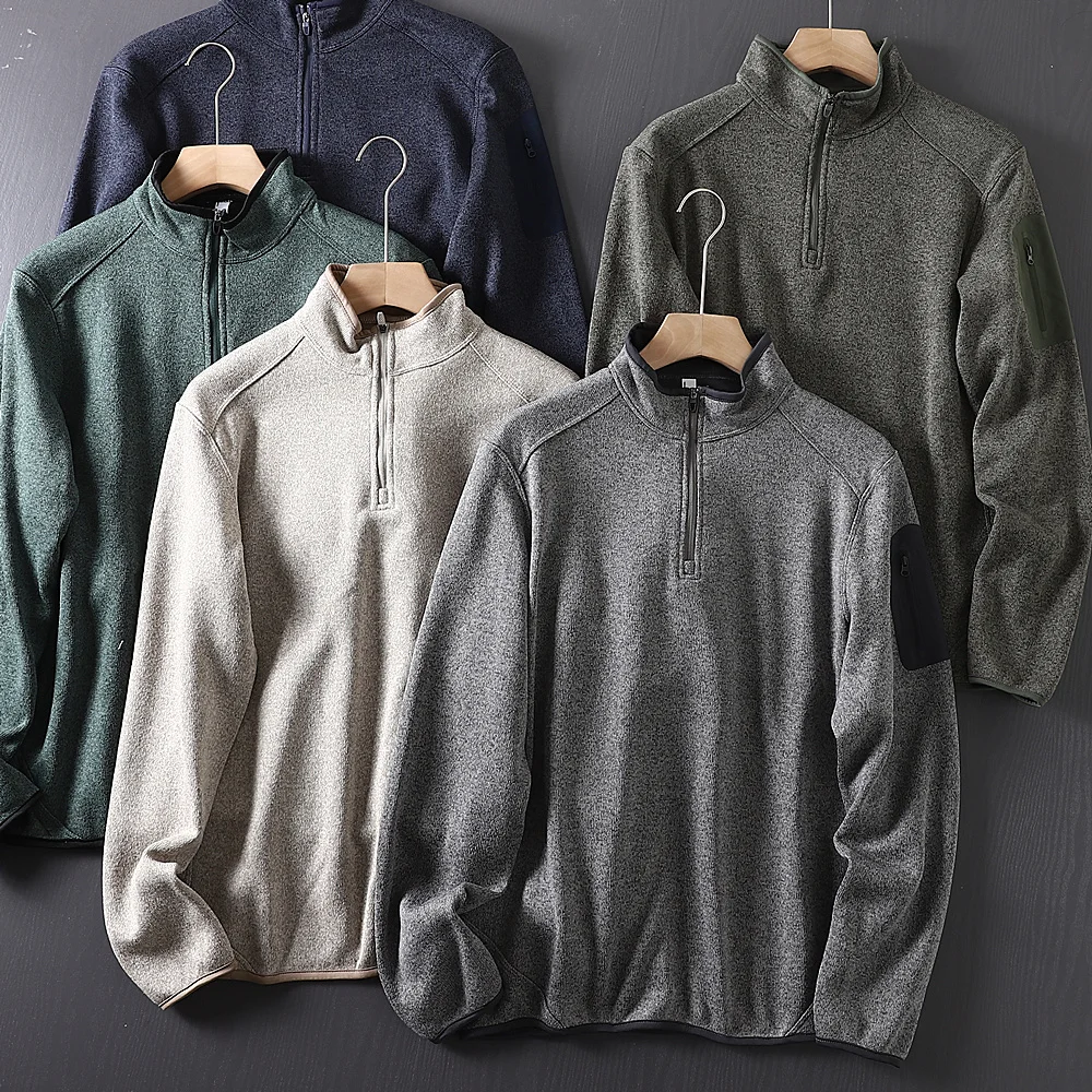 urban-men's-outdoor-trekking-fitness-sports-running-half-zipper-stand-up-collar-fleece-sweater-jacket-hiking-travel-casual-top