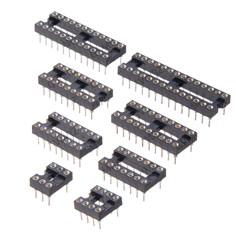 5PCS Round Pin DIP IC Socket Assorted Sizes DIP14 DIP16 DIP18  DIP20 DIP24 Narrow / Wide for PCB Electronics DIY