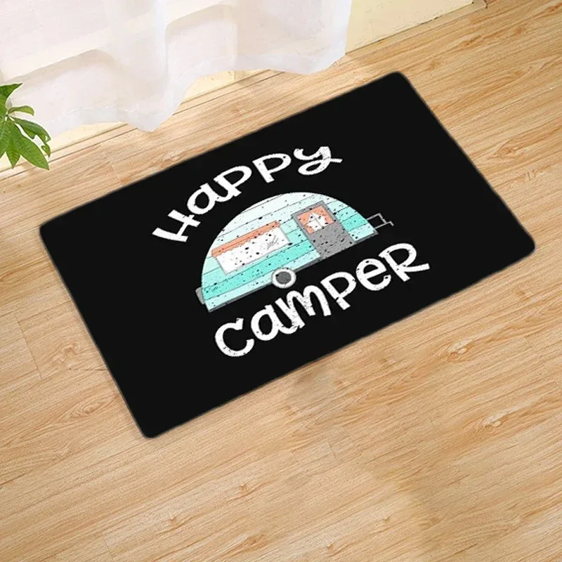 Vintage Camper Trailer Doormat Funny Camping Slogan Graphic Floor Rug Retro Outdoor Travel Decor Mat for Camper Door