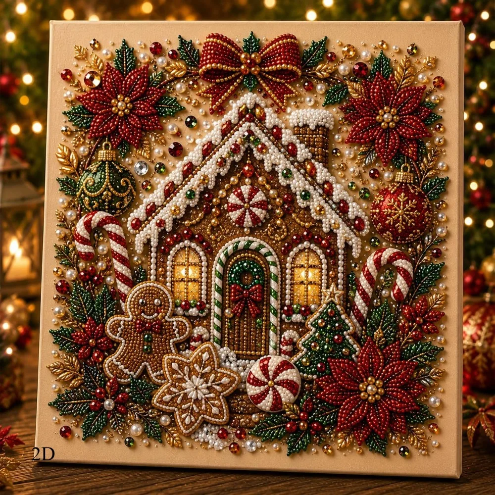 2D/Flat Printing Christmas Pearl Painting Set Pearl Rhinestone Christmas Bell Reindeer Socks Tree Pattern Canvas Decoration 2026 view 6