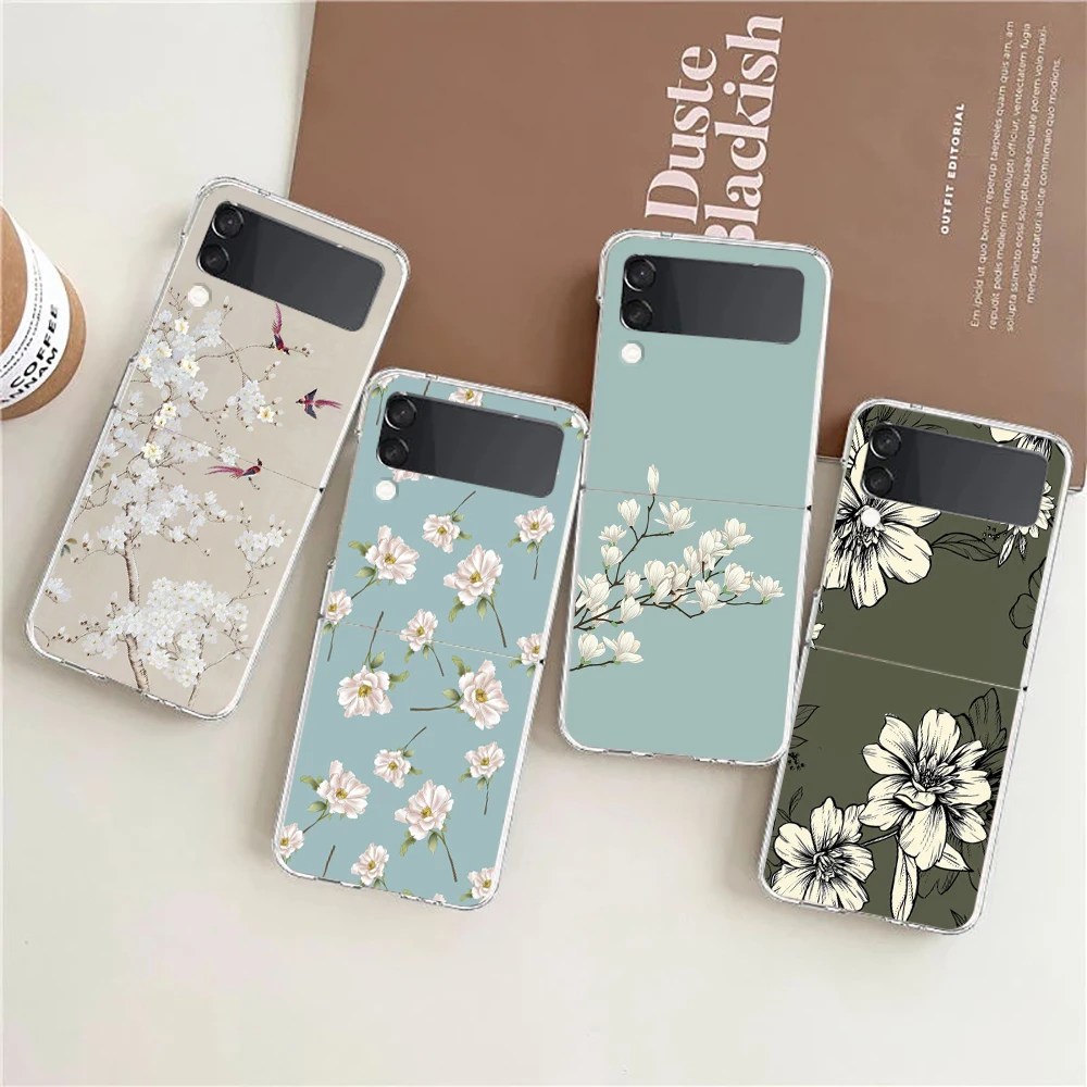 

Art Flower Phone Case For Samsung Galaxy Z Flip 7 6 5 4 3 For Samsung Flip7 Flip6 Flip5 Shockproof Dustproof Hard Folding Cover