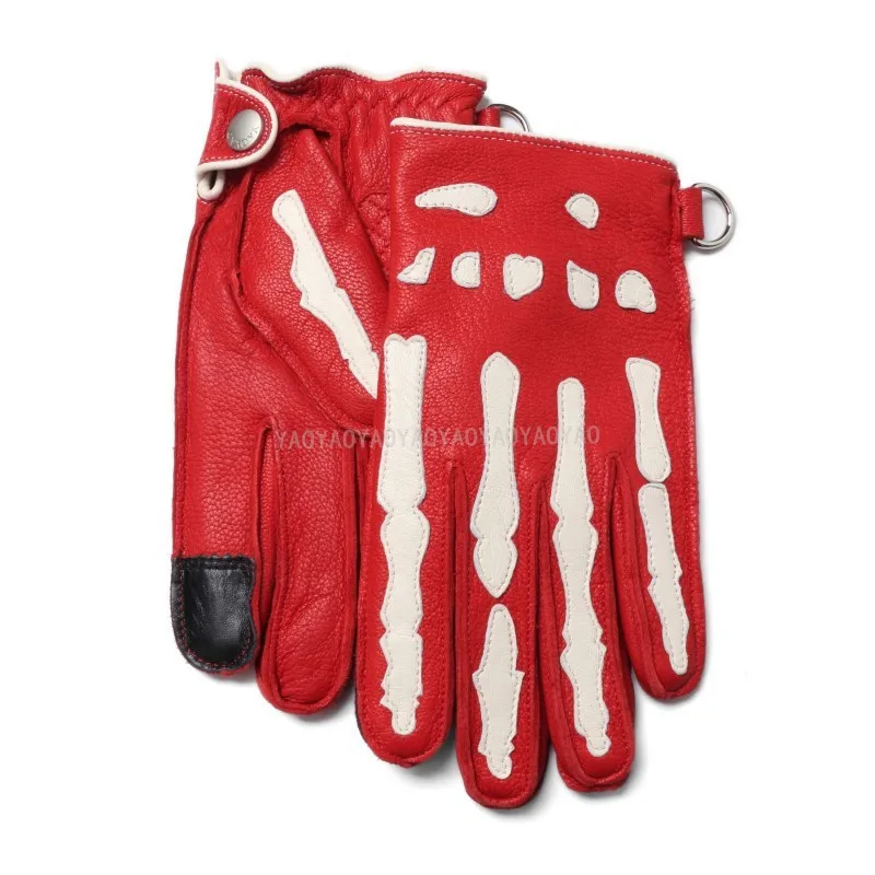 

Men Genuine Deerskin Leather Gloves LUXURY High Quality Male Buckskin Wool Lining Winter Warm Driving Gloves Mittens