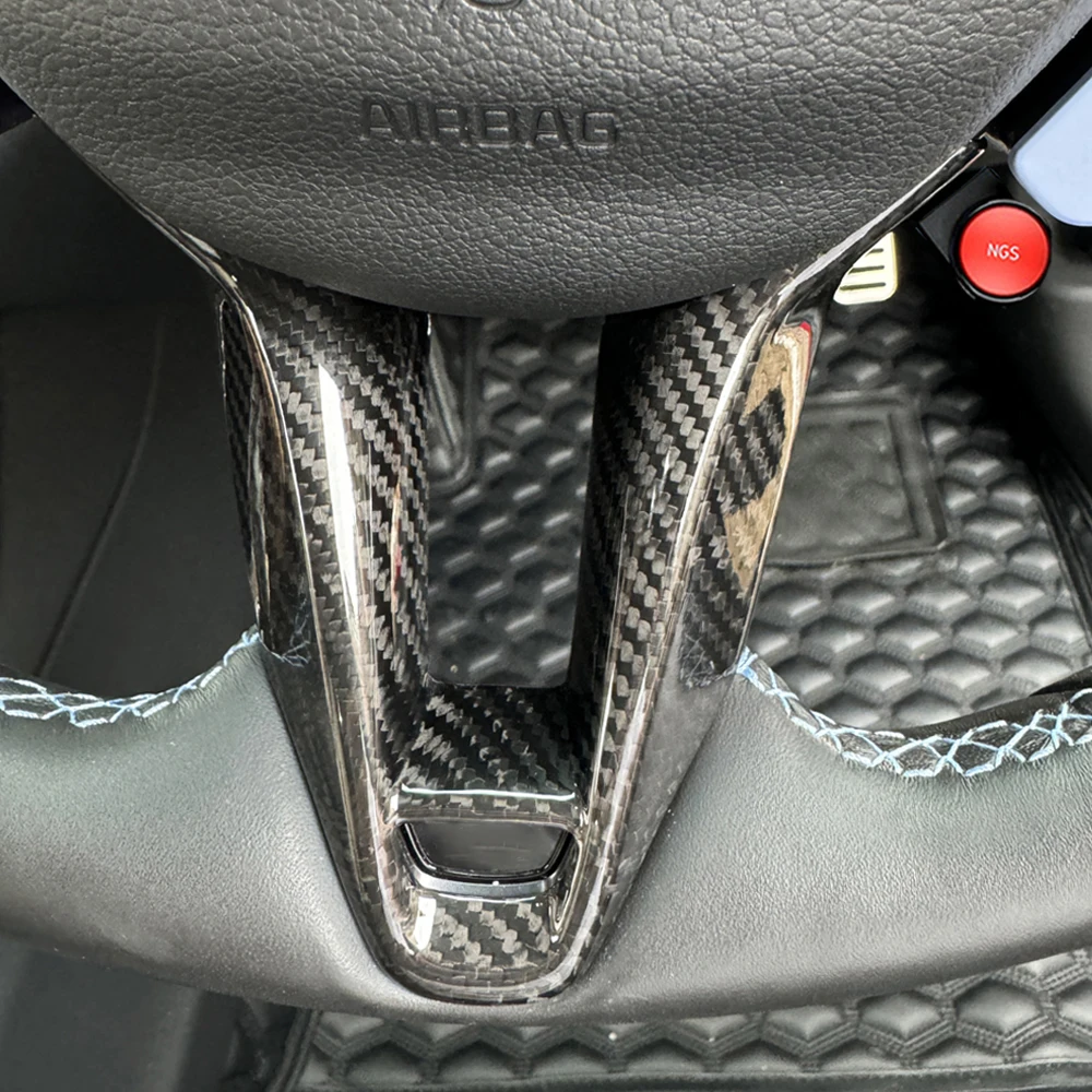 Real Carbon Fiber Steering Wheel Underside Trim Frame Chin Cover For Hyundai Elantra CN7 N Kona N i20N