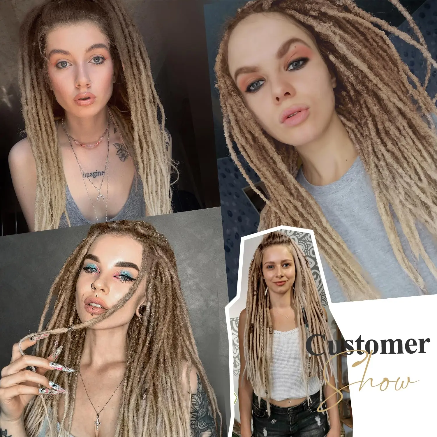 Extensiones DE rastas DE doble punta para mujer, extensiones DE cabello trenzado DE ganchillo, estilo bohemio, 24 pulgadas