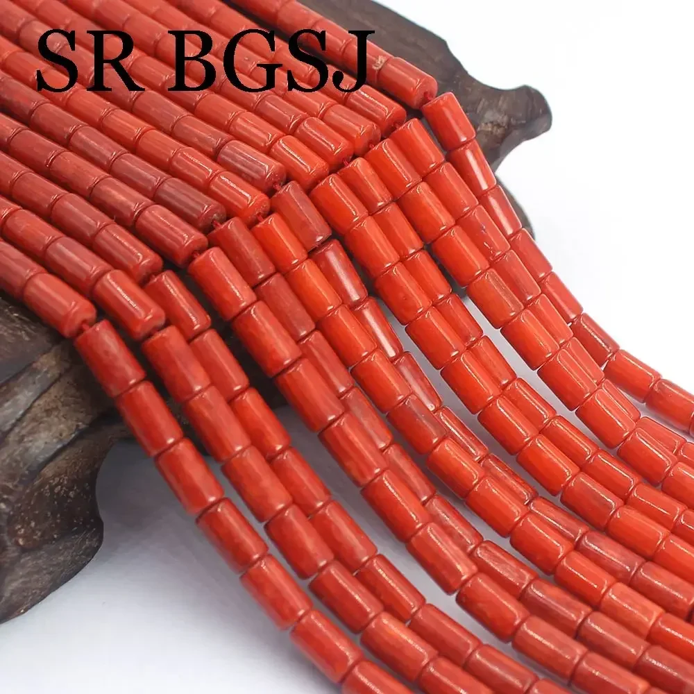 3x9mm Natural Column Orange Sardin Sea Bamboo Coral Small  Beads Jewelry Necklace Bracelets DIY Making 15\