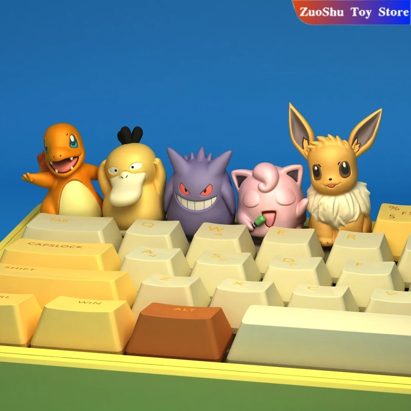 

Anime PokéMon 3d Keycaps Resin Creativity Cartoon Characters Mechanical Keyboard Accessories Kawaii Animal Keycaps Girls